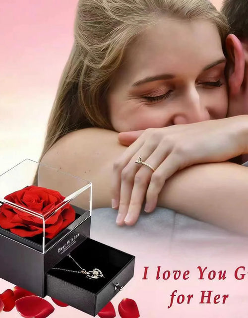 Load image into Gallery viewer, Preserved Red Real Rose with Heart I Love You Necklace，Eternal Flowers Rose Birthday Gifts for Women Her Mom Wife Girlfriend Grandma on Valentines Mothers Day Christmas Anniversary Romant
