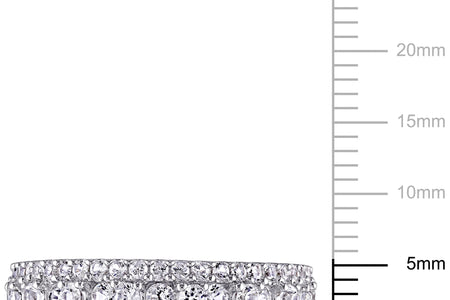 Novia Aniversario Compromiso De Las Mujeres 1 1/3 Qt T.G.W. Corte Redondo Creado Zafiro Blanco Anillo De Plata De Ley De Múltiples Hileras Semi-Eternidad Con Bisel / Punta / Pave Ajuste