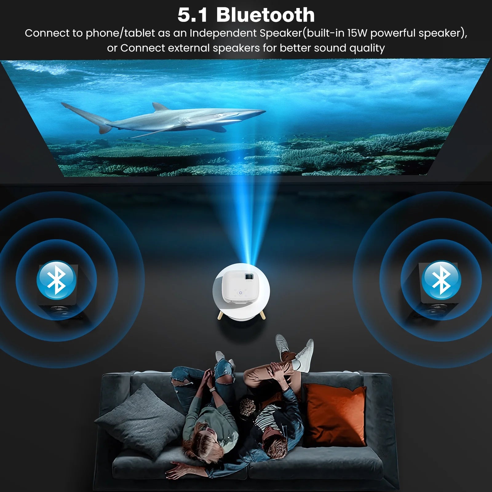 Proyector Mini Portátil Con Wifi Y Bluetooth Y Altavoz, Proyector Nativo 1080P 4K Compatible Con Cine En Casa, Campamento Y Películas Al Aire Libre