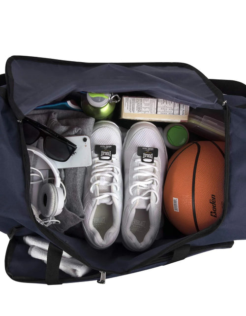 Load image into Gallery viewer, 24 Inch 55 Liter Weekender Overnight Duffel Shoulder Bag for Men, Women, Teens, Gym, Travel, Sports and Recreation in Navy Blue
