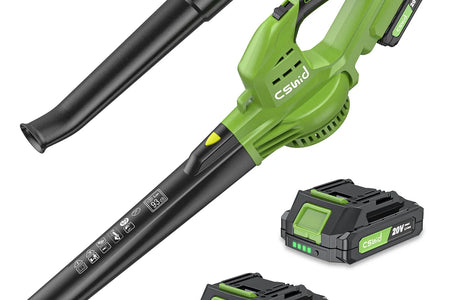 Leaf Blower, 20V Cordless Leaf Blower with 2 X 2.0 Ah Battery & Charger, Electric Leaf Blower for Lawn Care, 2 Speed Mode, 320CFM 165MPH Battery Powered Leaf Blower for Patio, Garden Cleaning
