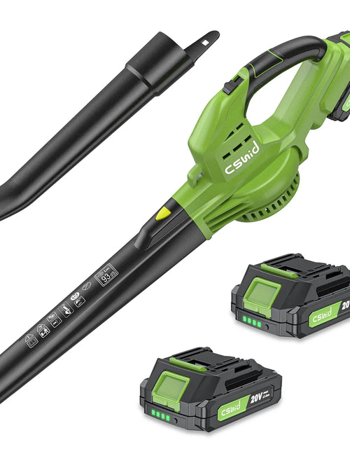 Load image into Gallery viewer, Leaf Blower, 20V Cordless Leaf Blower with 2 X 2.0 Ah Battery &amp; Charger, Electric Leaf Blower for Lawn Care, 2 Speed Mode, 320CFM 165MPH Battery Powered Leaf Blower for Patio, Garden Cleaning
