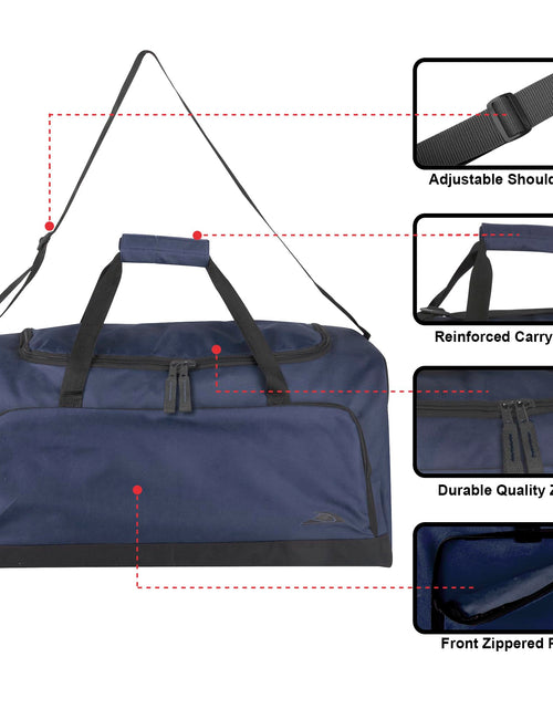 Load image into Gallery viewer, 24 Inch 55 Liter Weekender Overnight Duffel Shoulder Bag for Men, Women, Teens, Gym, Travel, Sports and Recreation in Navy Blue
