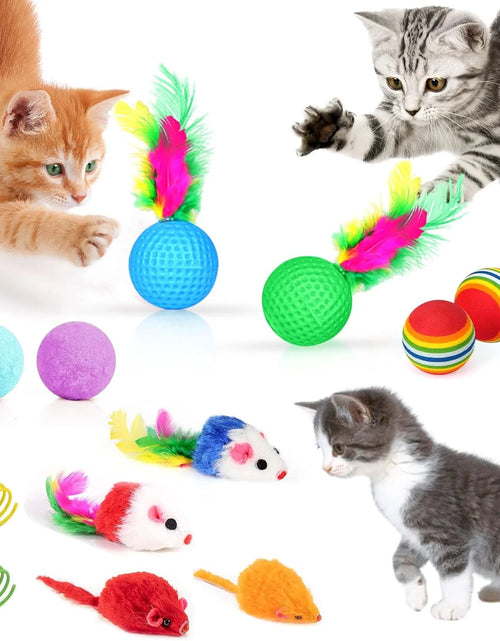 Load image into Gallery viewer, 34 Pzas Juguetes Para Gatos Juguetes Para Gatitos, Juguetes Interactivos Para Gatitos Con Túneles Plegables Para Gatos Tienda, Varita Para Gato Juguete De Pluma Con Hierba Gatera
