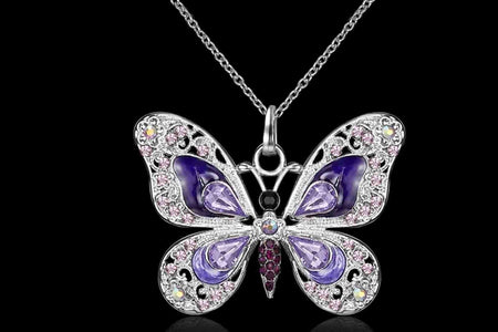 Vikakiooze Regalos Del Día De La Madre Collar De Mariposa, Collares Colgantes De Joyería De Ópalo Para Mujeres, Collares De Plata Para Mujeres, Regalos Para Niñas Para El Día De San Valentín De Cumpleaños