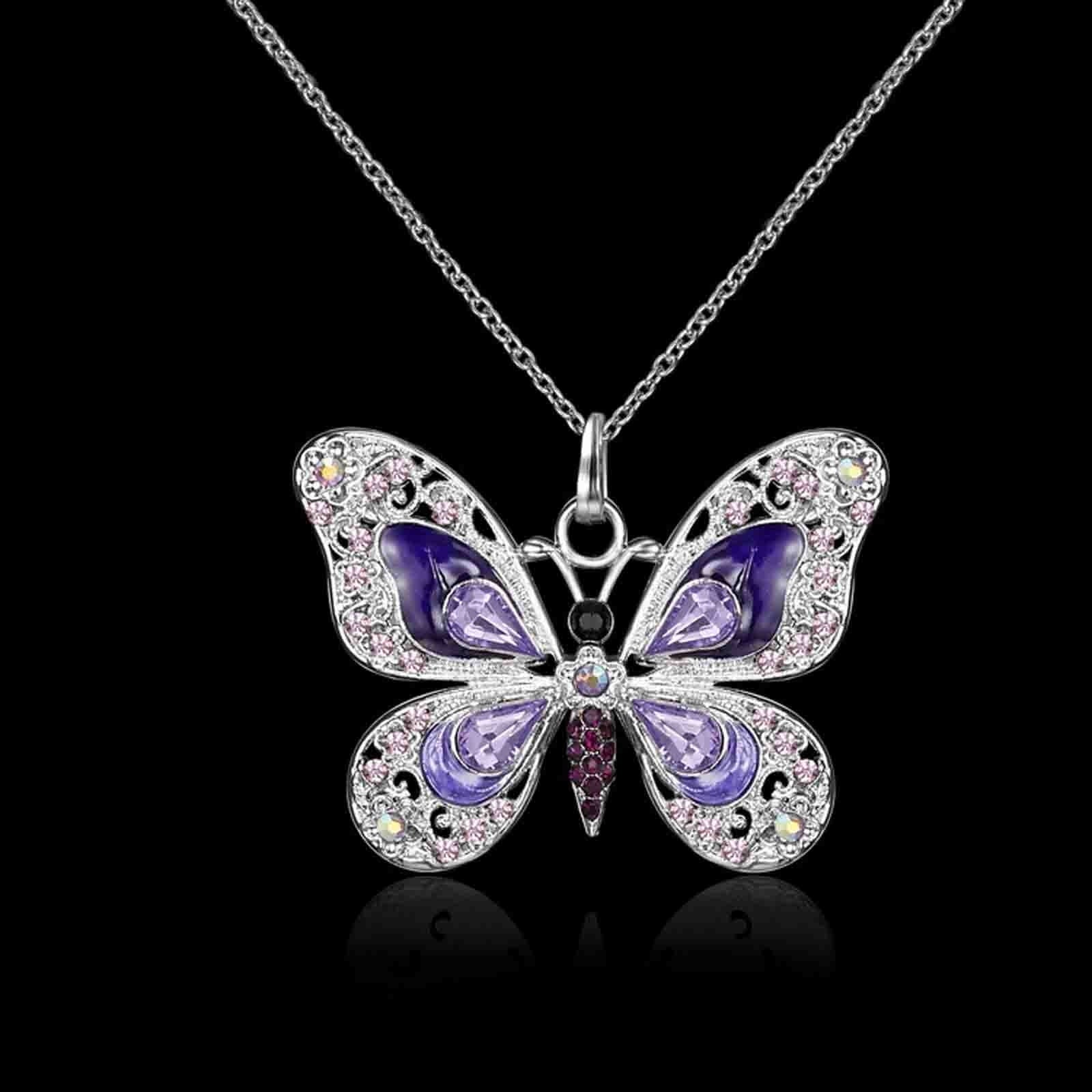 Vikakiooze Regalos Del Día De La Madre Collar De Mariposa, Collares Colgantes De Joyería De Ópalo Para Mujeres, Collares De Plata Para Mujeres, Regalos Para Niñas Para El Día De San Valentín De Cumpleaños