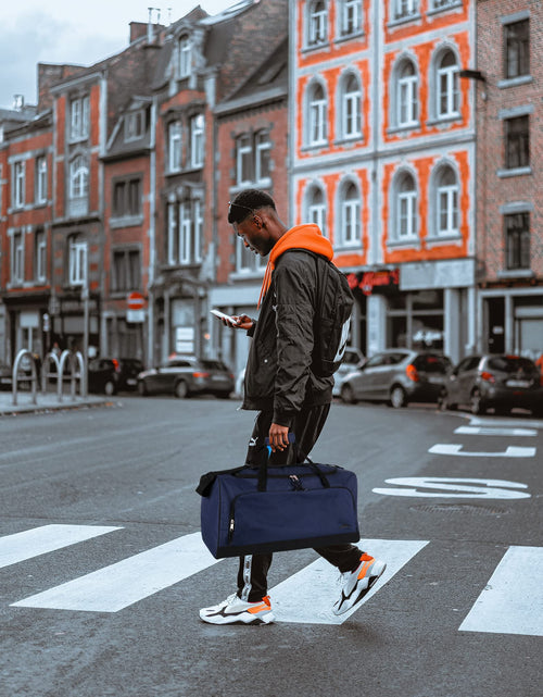 Load image into Gallery viewer, 24 Inch 55 Liter Weekender Overnight Duffel Shoulder Bag for Men, Women, Teens, Gym, Travel, Sports and Recreation in Navy Blue
