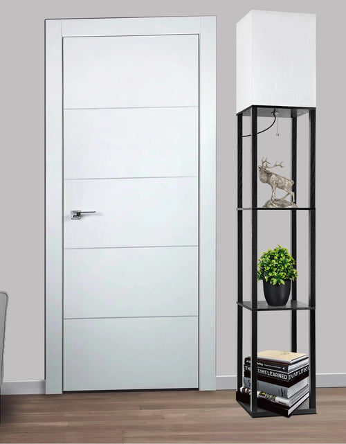 Load image into Gallery viewer, Lámparas De Pie Con Repisas De 63" Para Sala De Estar Dormitorio Oficina  Madera Modernas Lámparas De Pie Negras
