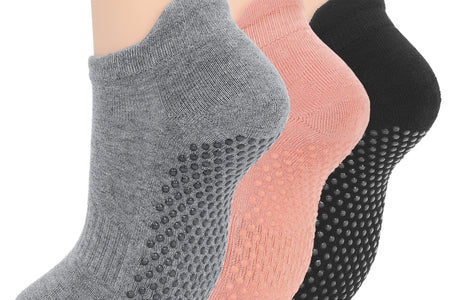 Women'S Non Slip Socks Grip Socks for Women Pilates Towless Grippy Cotton Yoga Socks 3 Pairs