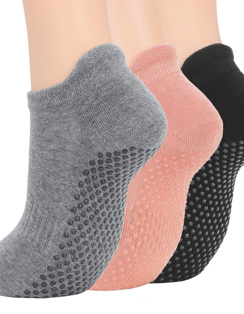Load image into Gallery viewer, Women'S Non Slip Socks Grip Socks for Women Pilates Towless Grippy Cotton Yoga Socks 3 Pairs
