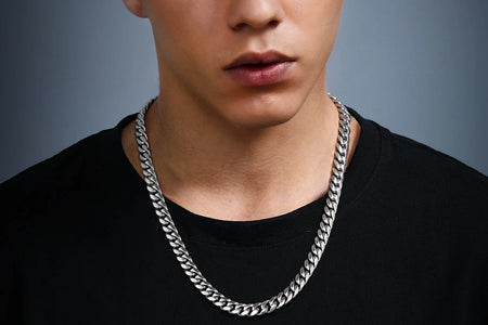Collares Hip Hop Para Hombre Cadenas Cubanas Tipo Curb 20Inch 10Mm Cadenas De Acero Inoxidable Collar Del Día Del Padre Regalo Para Hombre Papá Hijo