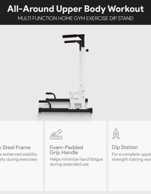 Load image into Gallery viewer, Steel Frame Dip Station with Adjustable Height, 500 Lb Weight Capacity, White
