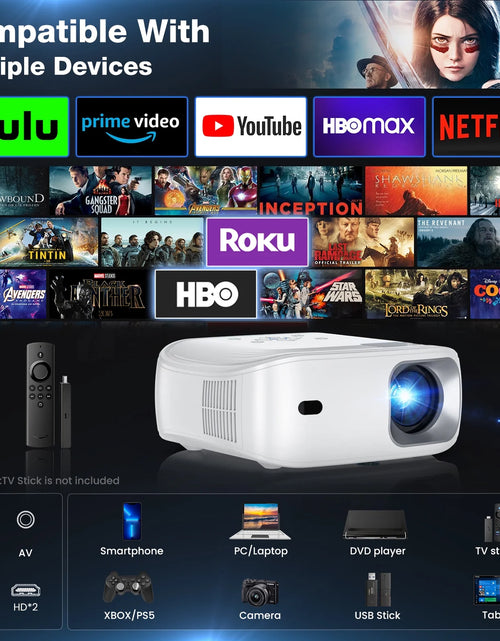Load image into Gallery viewer, Proyector Mini Portátil Con Wifi Y Bluetooth Y Altavoz, Proyector Nativo 1080P 4K Compatible Con Cine En Casa, Campamento Y Películas Al Aire Libre
