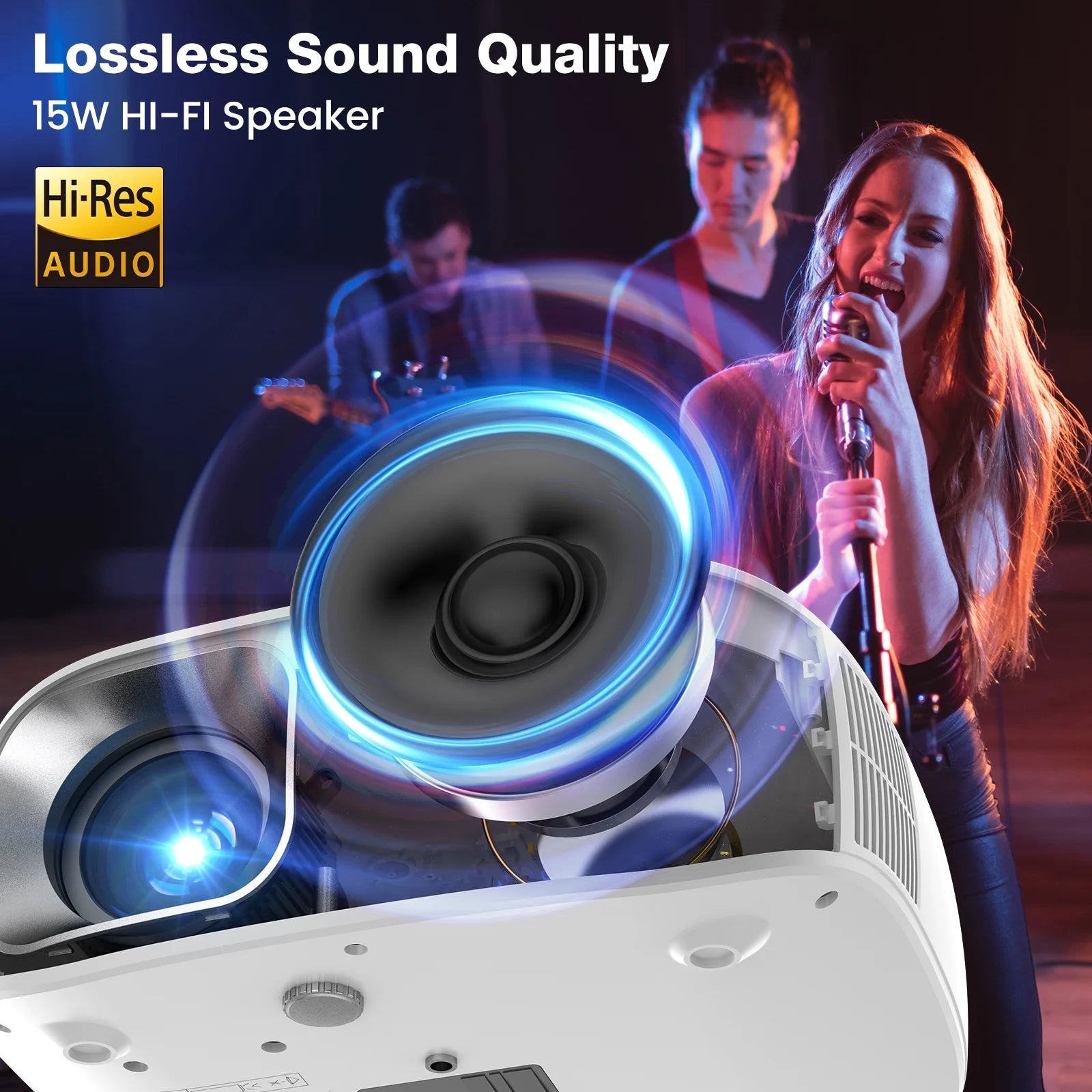 Proyector Mini Portátil Con Wifi Y Bluetooth Y Altavoz, Proyector Nativo 1080P 4K Compatible Con Cine En Casa, Campamento Y Películas Al Aire Libre