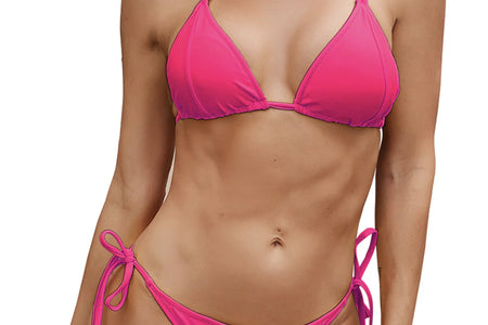 Women'S Bikini Swimsuit Triangle Top Side Tie Bottom Bikini Swimwear, Pink