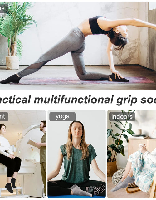 Load image into Gallery viewer, Women'S Non Slip Socks Grip Socks for Women Pilates Towless Grippy Cotton Yoga Socks 3 Pairs
