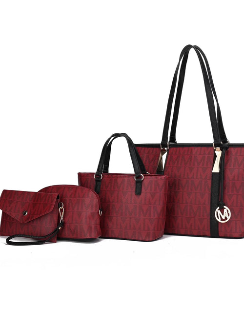Load image into Gallery viewer, by Mia K. Marimar Women'S Tote Bag with Pouch and Wristlet, Signature 4 Piece Set - Burgundy Red
