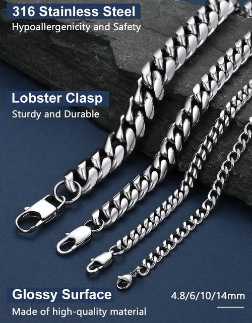 Load image into Gallery viewer, Collares Hip Hop Para Hombre Cadenas Cubanas Tipo Curb 20Inch 10Mm Cadenas De Acero Inoxidable Collar Del Día Del Padre Regalo Para Hombre Papá Hijo
