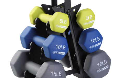 5, 10, and 15 Lb Neoprene Dumbbell Free Hand Weight Set & Rack
